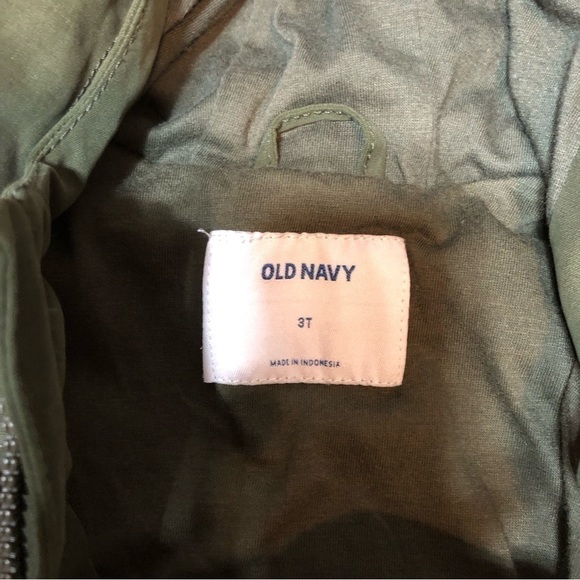 Old Navy Hunter Green Cargo Jacket Light Hooded Full Zip 3T Kids Toddler Coat - Picture 4 of 4